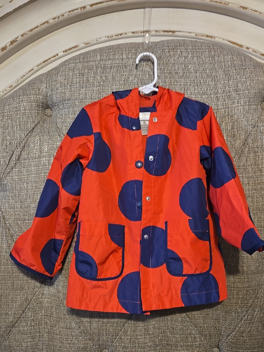 Carter's Bright Red Raincoat with Navy Polka Dots